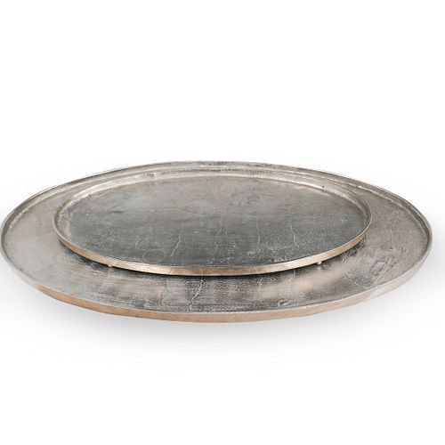 (2 PC) SILVER TONED OVAL SERVING