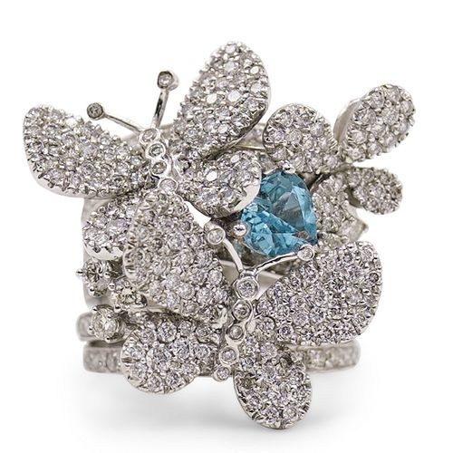 18K WHITE GOLD DIAMOND BUTTERFLY 391bd9