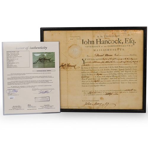 JOHN HANCOCK SIGNED MILITARY APPOINTMENT