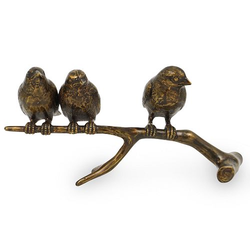 BIRDS PERCHED ON A BRANCH BRONZEDESCRIPTION: