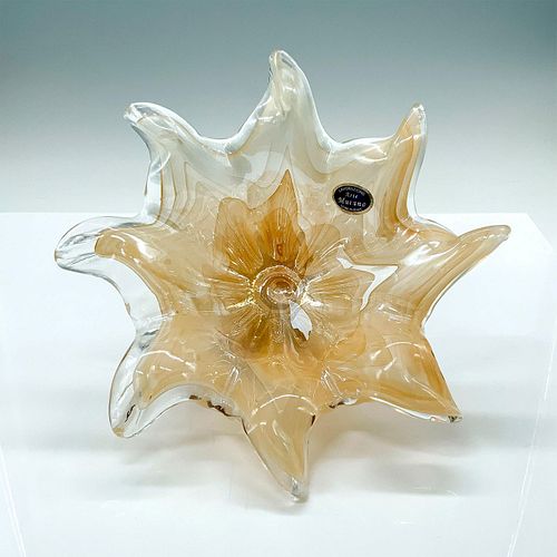 MURANO BEIGE ART GLASS FLOWER BOWLA 391d5a