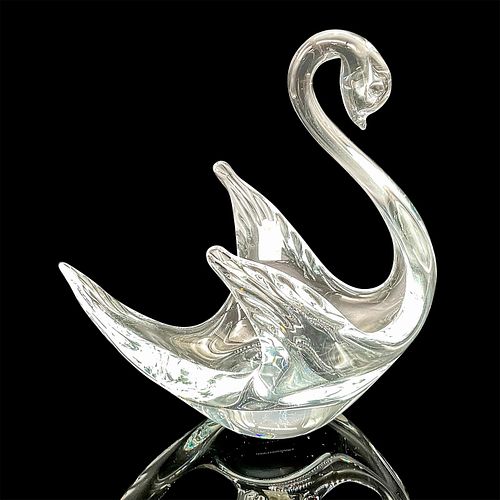 BERGDALA SWEDEN ART GLASS SWAN DISHSwedish