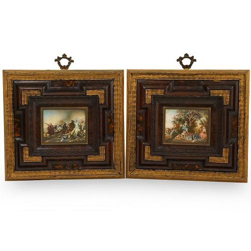 PAIR OF 19TH CT. PAINTED PLAQUESDESCRIPTION:
