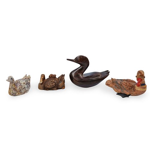  4 PC HAND CARVED DUCK FIGURINESDESCRIPTION  391deb