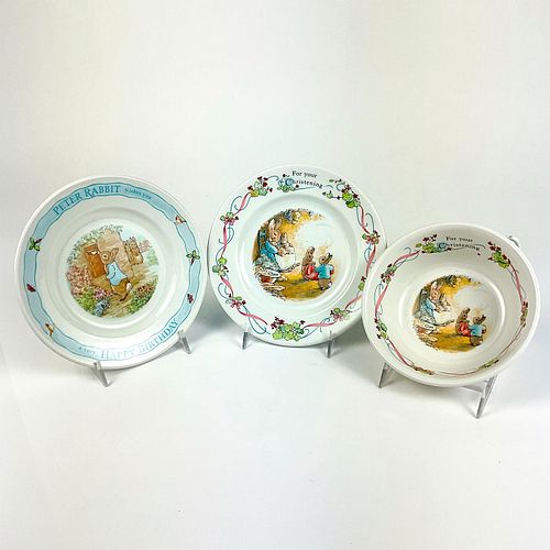 3PC WEDGWOOD BEATRIX POTTER PLATES AND