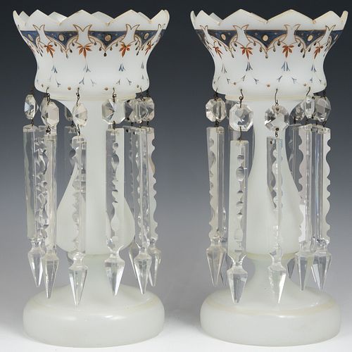 PAIR OF FRENCH OPALINE LUSTERSDESCRIPTION: