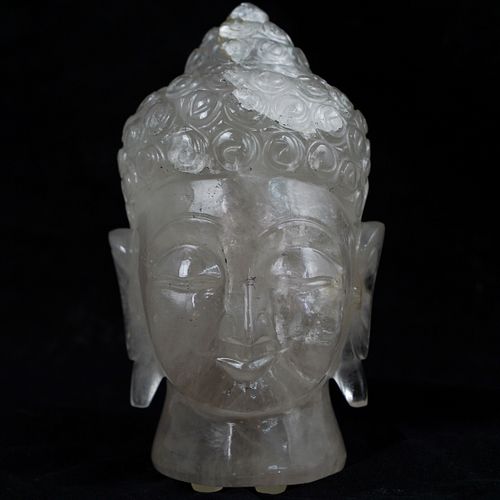 CHINESE ROCK CRYSTAL GUANYIN HEADDESCRIPTION: