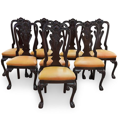  8 PC ANTIQUE UPHOLSTERED LEATHER 391fce