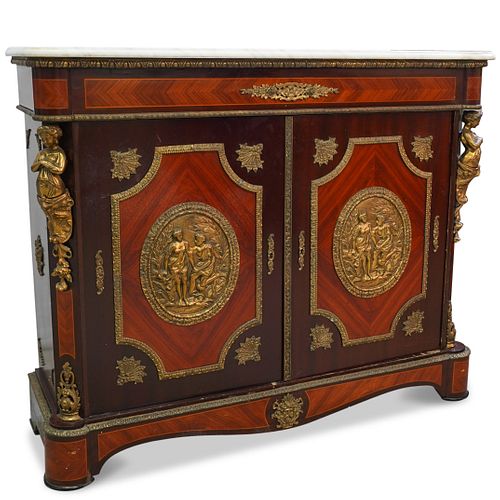 MARBLE TOP GILDED BRONZE CONSOLE