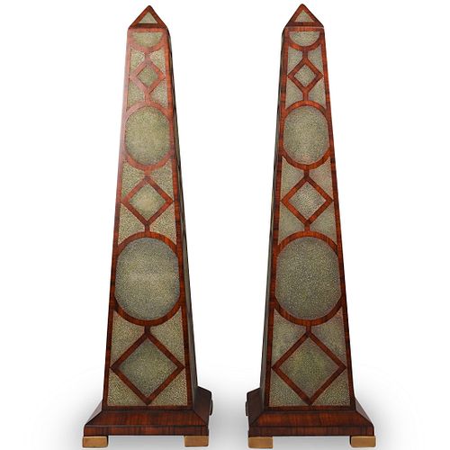 PAIR OF WOOD & STINGRAY SKIN OBELISKSDESCRIPTION: