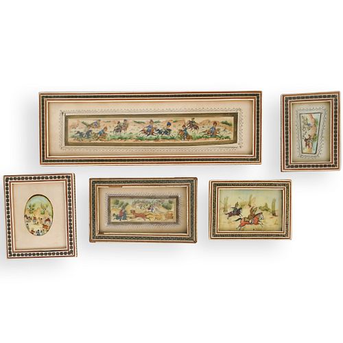  5 PC MINIATURE PERSIAN PAINTINGS 39204e