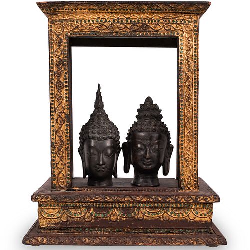 PAIR OF ANTIQUE BUDDHA HEADS IN 392061