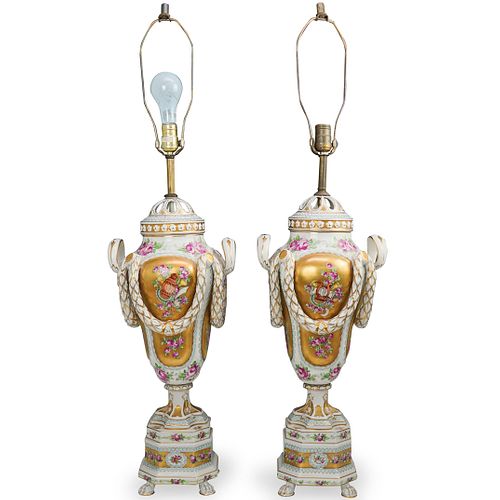 PAIR OF DRESDEN PORCELAIN LAMPSDESCRIPTION  392077