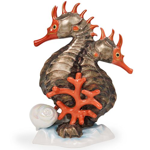 HEREND PORCELAIN SEAHORSES FIGURINEDESCRIPTION: