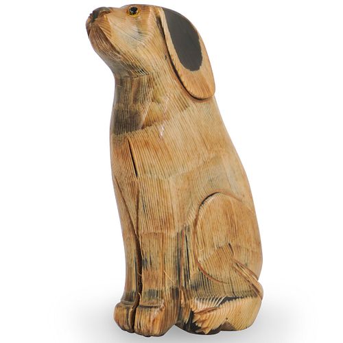 WOOD CARVED DOG FIGURINEDESCRIPTION: