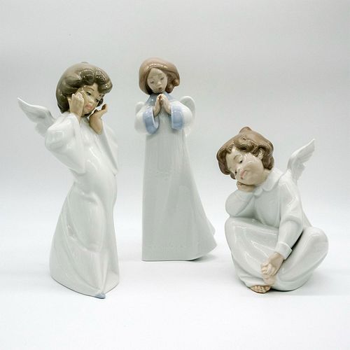3PC LLADRO PORCELAIN ANGEL FIGURINESGlossy
