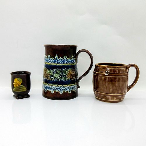 3PC DOULTON STONEWARE JUG + BARREL MUG