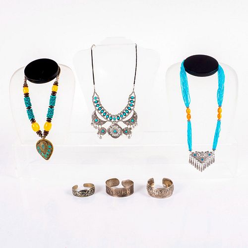 6PC SILVER TONE TRIBAL JEWELRY 394d4e