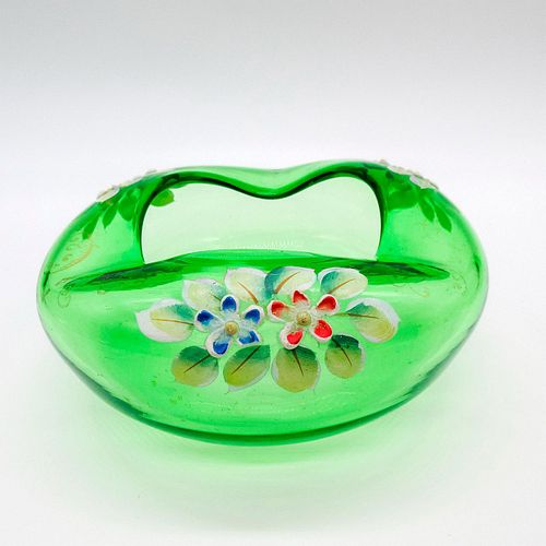 VINTAGE GLASS ART NOUVEAU ASHTRAYEmerald green 394e2a