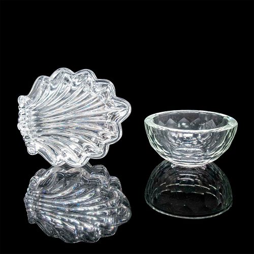 2PC VINTAGE GLASS TRINKET BOWL AND DISH