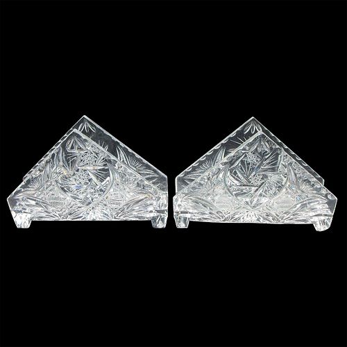 PAIR OF VINTAGE CUT GLASS NAPKIN