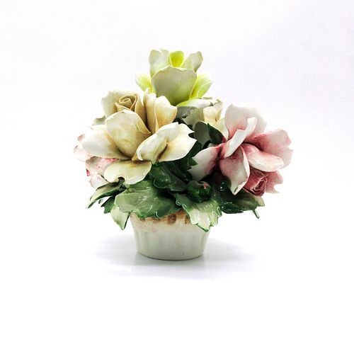 CAPODIMONTE PORCELAIN ROSES IN A FLOWER