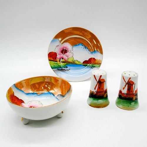 4PC VINTAGE JAPANESE POTTERY TABLEWARE2 394ea0