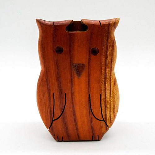 WOODEN OWL PUZZLE JEWELRY BOXCarved