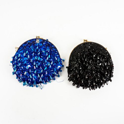 2PC VINTAGE BEADED AND SEQUINED CLUTCH