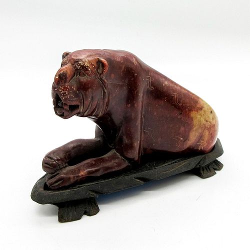 VINTAGE STONE CARVED TIGER FIGURINE