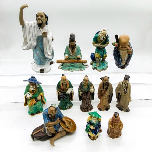 12PC VINTAGE CHINESE MUDMEN FIGURINESMudware.