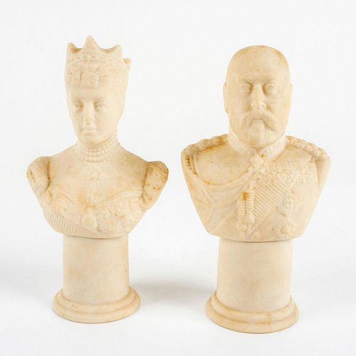 2PC VINTAGE CERAMIC BUSTS EDWARD 394f36