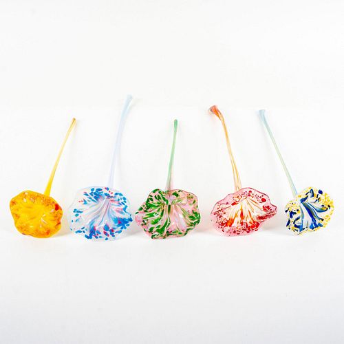 5PC MURANO GLASS LONG STEM FLORAL 394f93