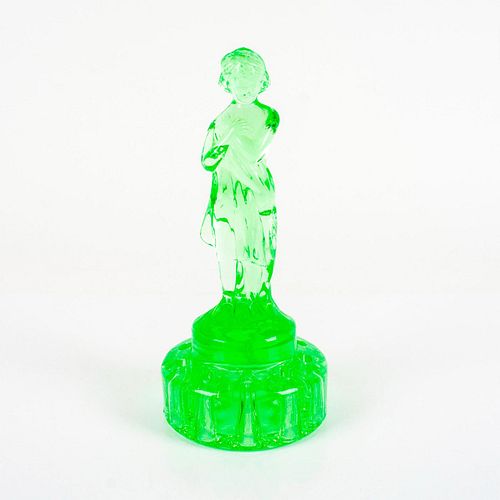 CAMBRIDGE GREEN GLASS FLOWER FROG,