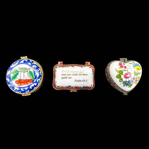 3PC VINTAGE PORCELAIN TRINKET BOXES