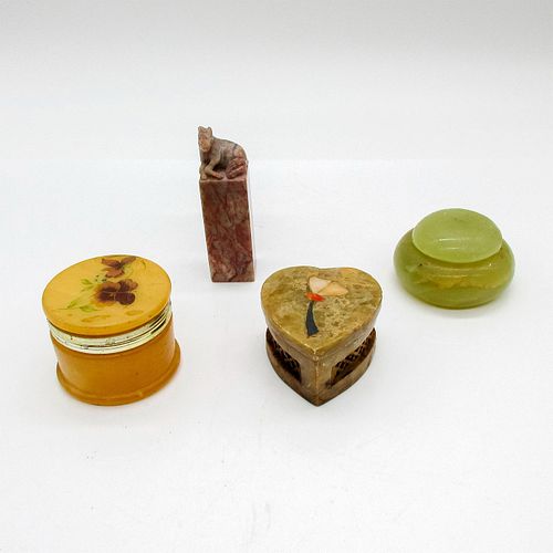 4PC GLASS AND STONE TRINKET BOXES 39504f