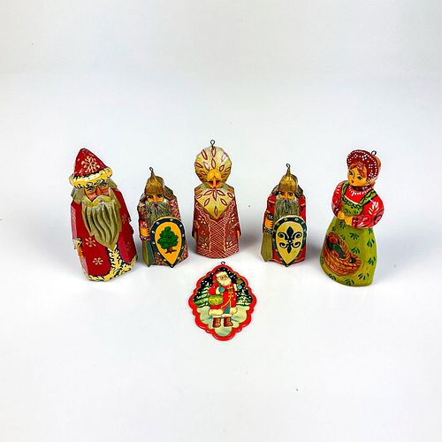 6PC VINTAGE RUSSIAN HOLIDAY ORNAMENT 3950a2