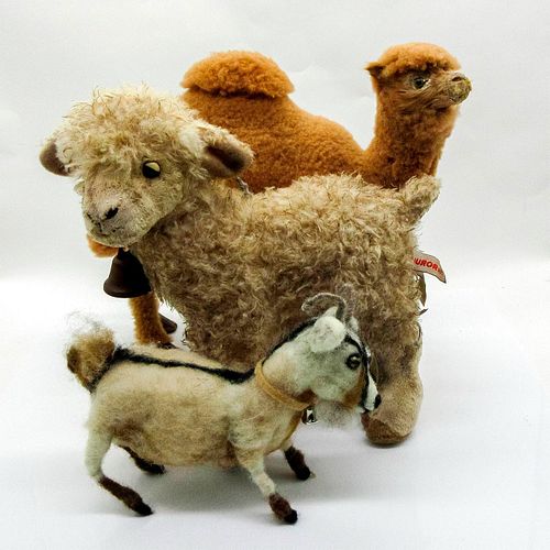 3PC PLUSH ANIMALS, CAMEL, RAM AND