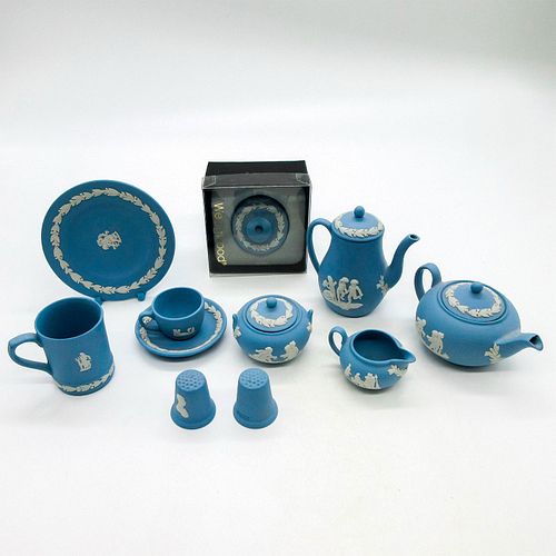 10PC WEDGWOOD PALE BLUE JASPERWARE MINIATURES