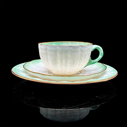 BELLEEK PORCELAIN TEA SET TRIOGreen