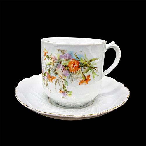 VICTORIAN MUSTACHE TEA CUP AND SAUCERWhite