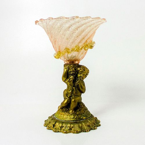 VINTAGE MURANO GLASS VASE MOUNTED 3958ce