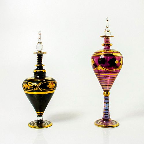 2PC VINTAGE BOHEMIAN GLASS PERFUME 39590c