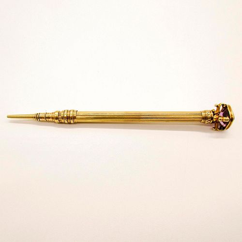 ANTIQUE 14K GOLD W AMETHYST PENCIL