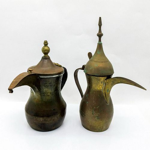 2PC VINTAGE ARABIC BRONZE DALLAH COFFEE