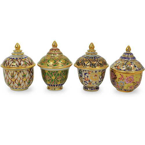  4 PC ENAMEL AND GILT PORCELAIN 393878