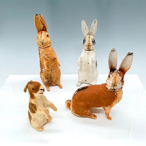 4PS GERMAN RABBIT/BUNNY PAPIER MACHE