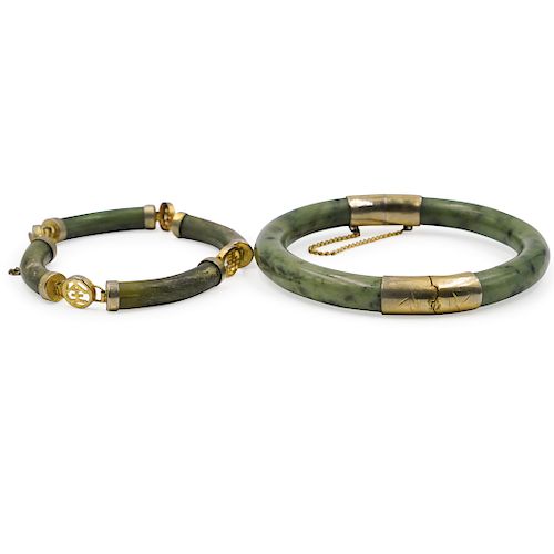 (2 PC) CHINESE JADE BANGLE AND