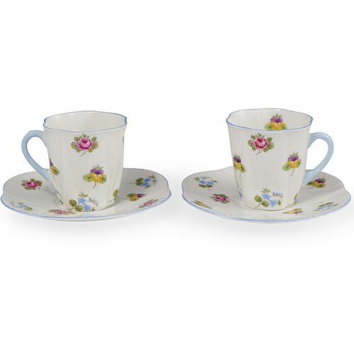  4 PC SHELLEY BONE CHINA TEACUPSDESCRIPTION  393a3b