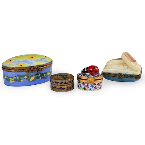 (4 PC) PORCELAIN TRINKET BOXESDESCRIPTION: